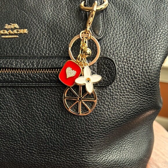 New GOLD WHEEL Bag Charm Red ☸ - Picture 7 of 8